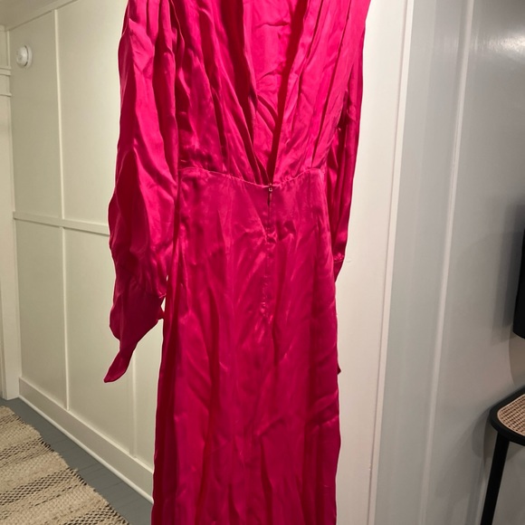 Farm Rio Anthropologie Cutout Long Sleeve Maxi Dress Hot Pink Womens Size XS New - Picture 9 of 9